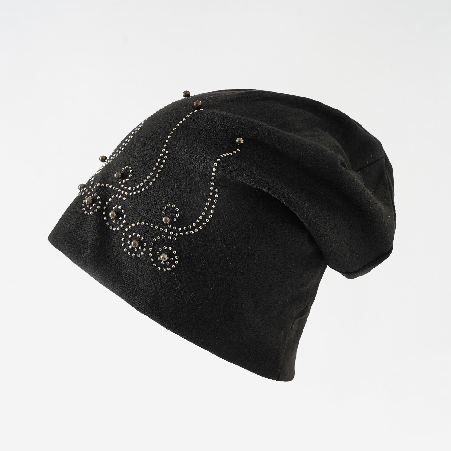 Europeo y americano de primavera y otoño invierno de los hombres y mujeres de doble capa de perlas de diamantes de imitación sombrero caliente fino pelo casual