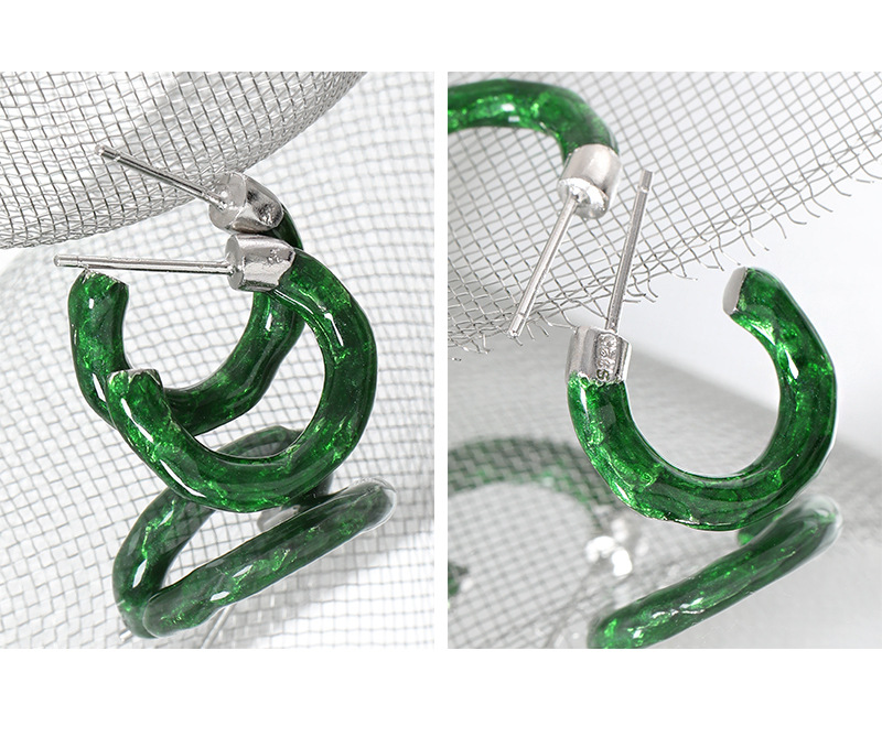 Vintage Letter C-shaped Drop Gelatinous S925 Sterling Silver Earrings Wholesale display picture 2