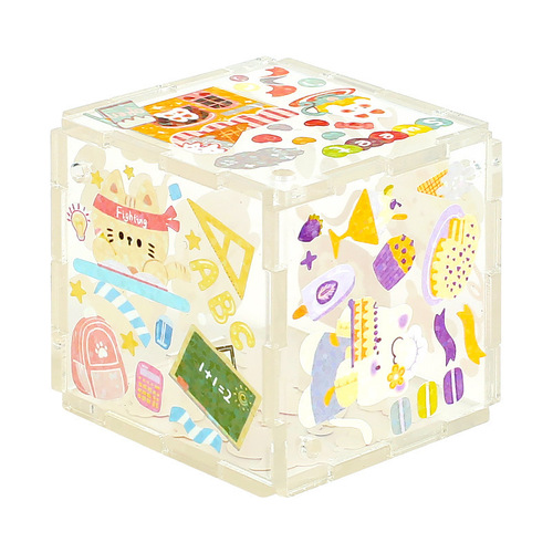 Transparent three-dimensional Guka Rubik's Cube Acrylic Gupan keychain pendant diy creative handmade stationery stickers wholesale