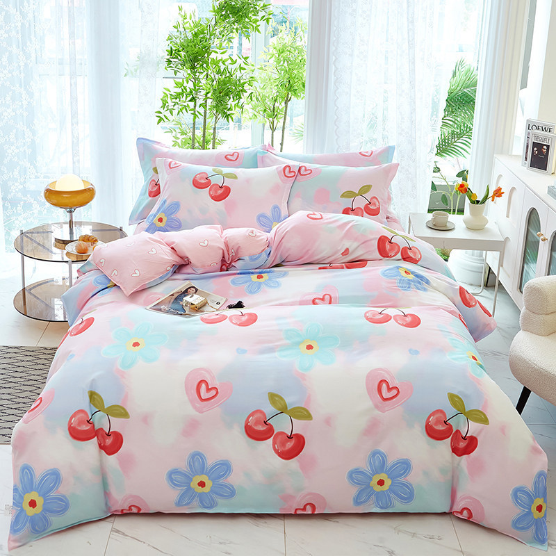 Pure Cotton Four-Piece Set 2025 New Model All-Cotton Bed Sheet and Duvet Cover Nantong Home Textile Internet Celebrity Style Bedding High-End Duvet Cover