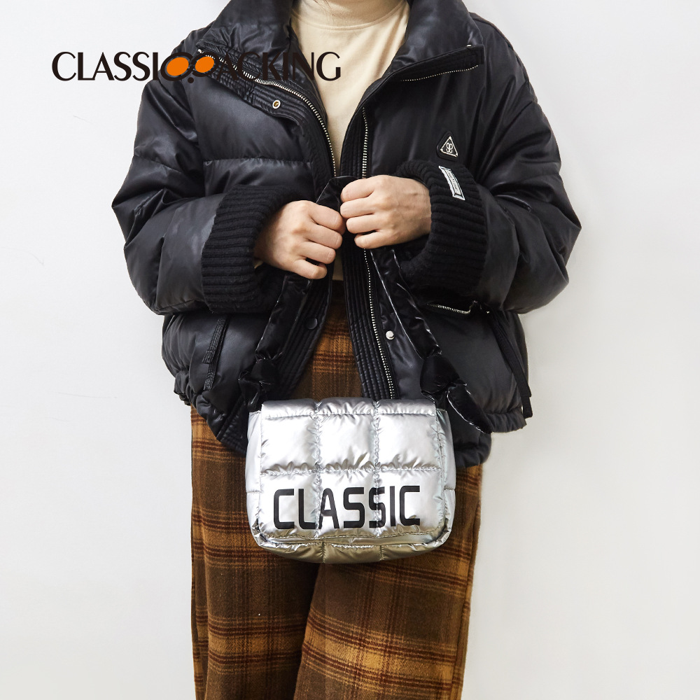 Bolso bandolera al por mayor de fábrica otoño e invierno nuevo bolso recargable de algodón bolso de hombro portátil de gran capacidad con logotipo impreso