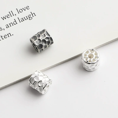hammered texture loose beads accessories, Zərgərlik ara hissələri