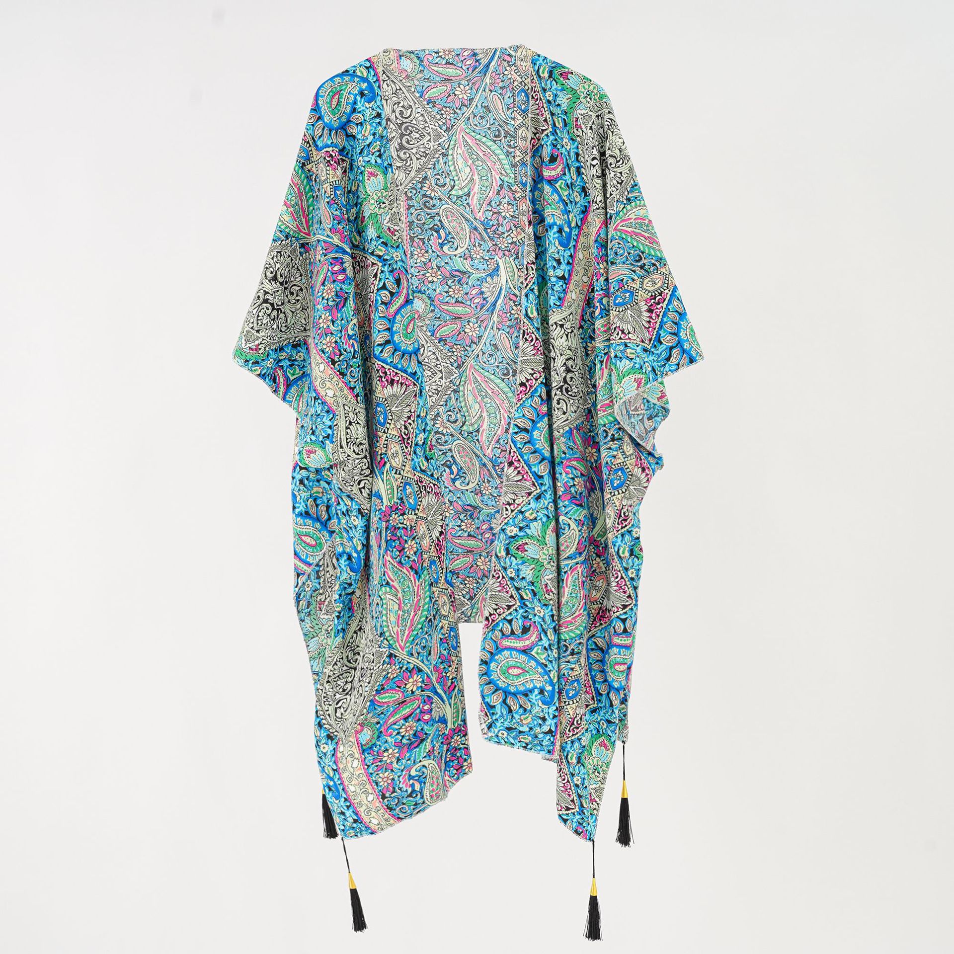 Cárdigan de longitud media con flor de anacardo retro para mujer, chaqueta de bikini para mujer, estilo europeo y americano, 2024 image 8
