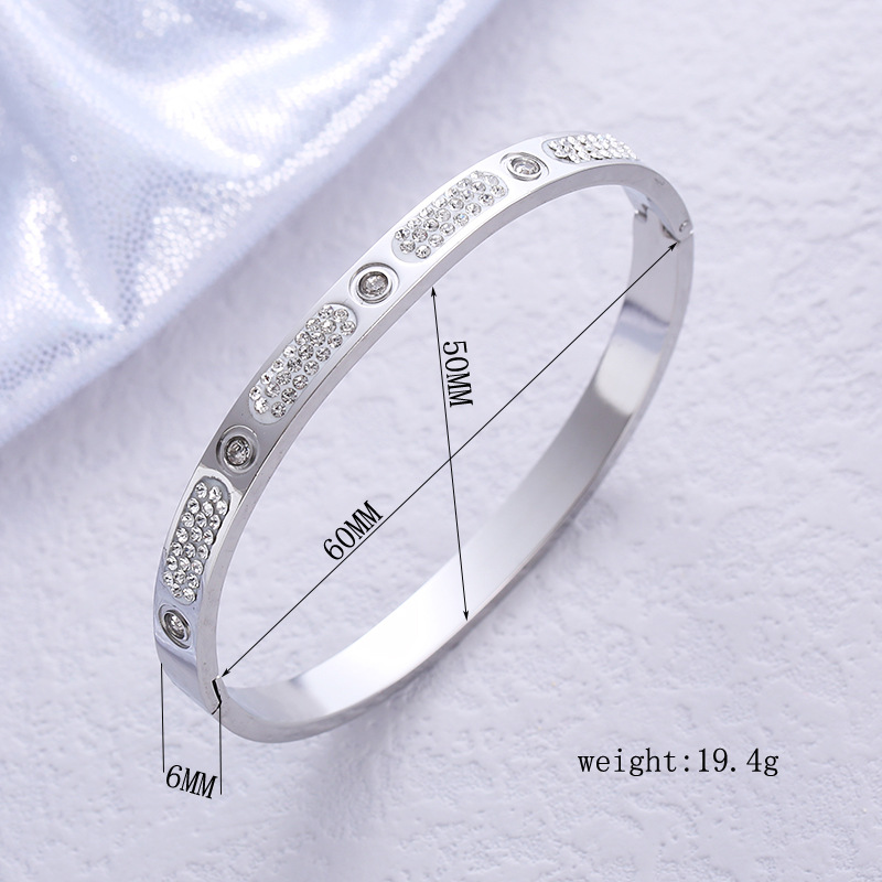 18K Gold Plated Plating Material Wholesale Lady Solid Color Stainless Steel 18k Gold Plated Zircon Bangle