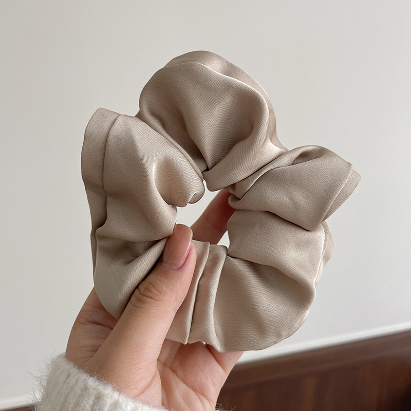 Accesorio para el cabello de estilo francés para mujer, pañuelo cuadrado simple, coletero de gran tamaño con ribete de encaje.