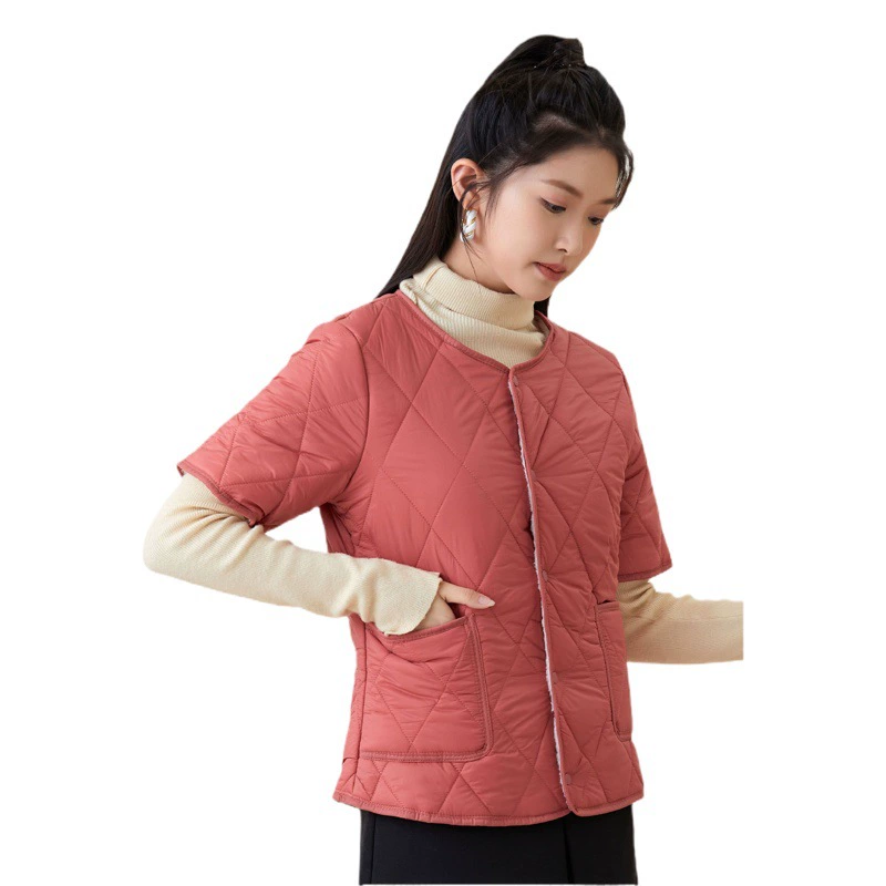 Женская студенческая молодежь утолщает теплый короткий рукав, хлопчатобумажный вкладыш