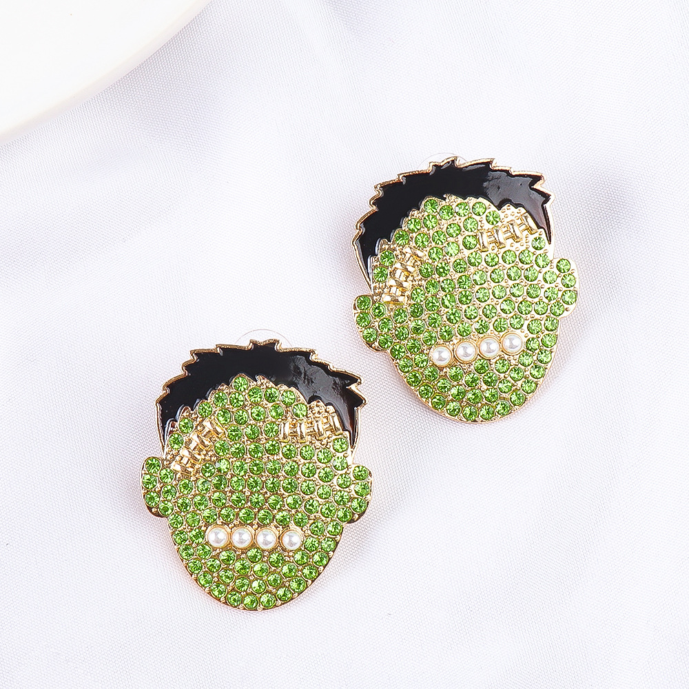 Boucles D&#39;oreilles Halloween Tête Verte De Bande Dessinée En Gros Bijoux Nihaojewelry display picture 11