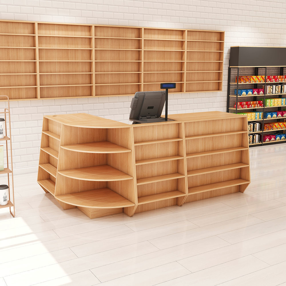 新超市多功能收银台便利店电脑柜台母婴店吧台组合药店转角收银台
