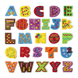 多巴胺卡通26个字母布贴电脑绣花补丁贴服装辅料修补衣服DIY鞋包