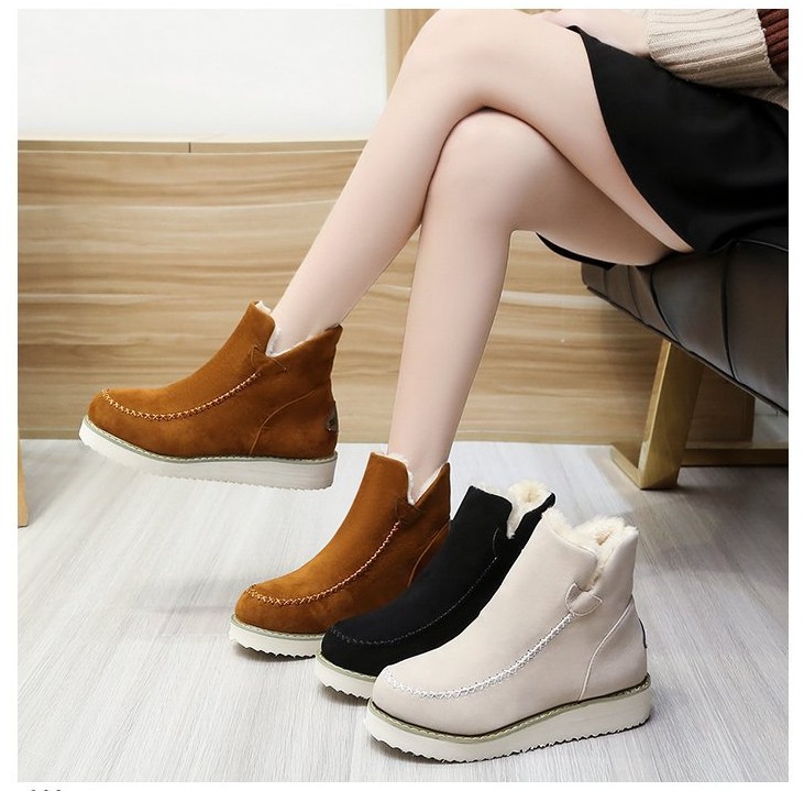 Winter new women's flat wedge cotton boots warm short boots snow boots_voghion.com