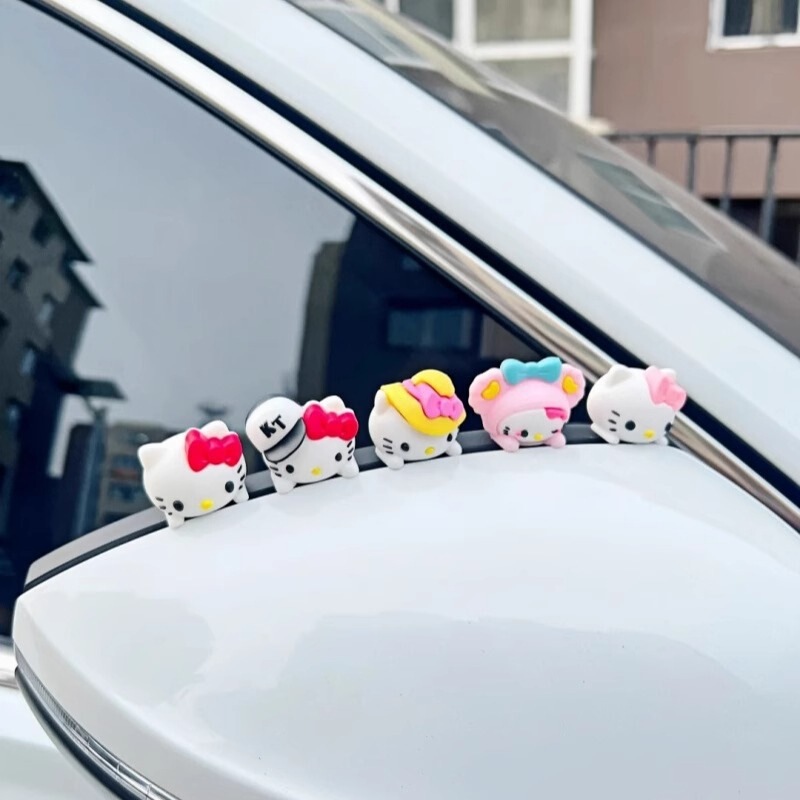 KT cat car ornament, cute cartoon dashboard decoration, electric car decoration, car interior accessory, rearview mirror