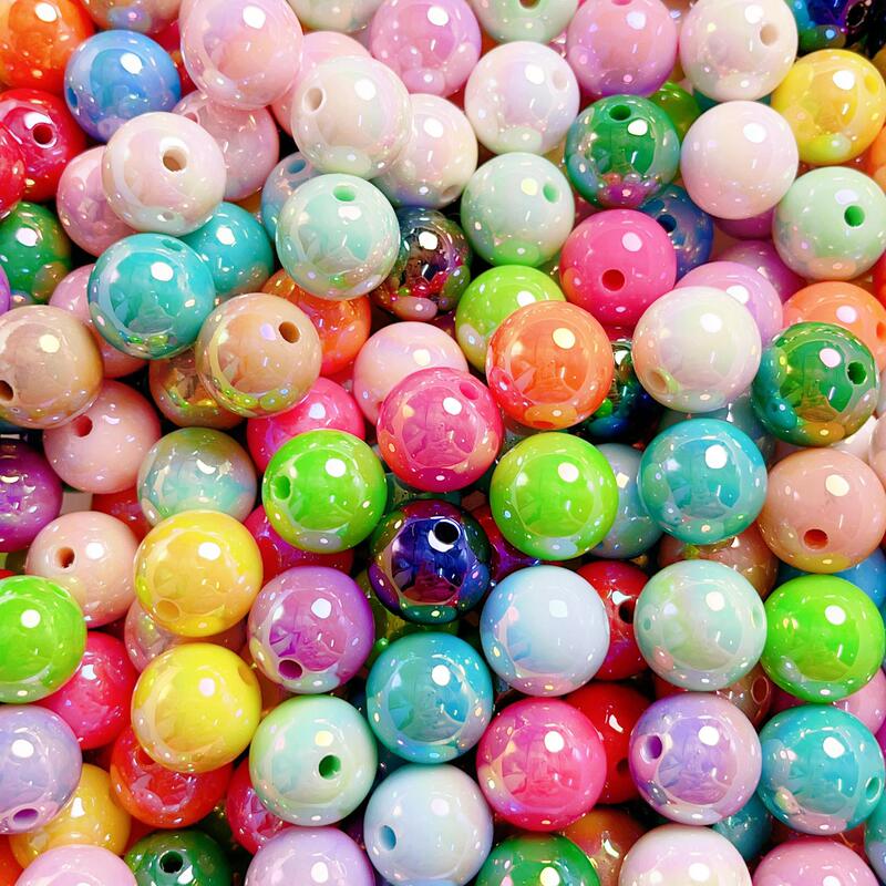 16mm Colorful Shell Acrylic Solid Color Round Beads Handmade Beaded diy Mobile Phone Chain Keychain Bead Accessories