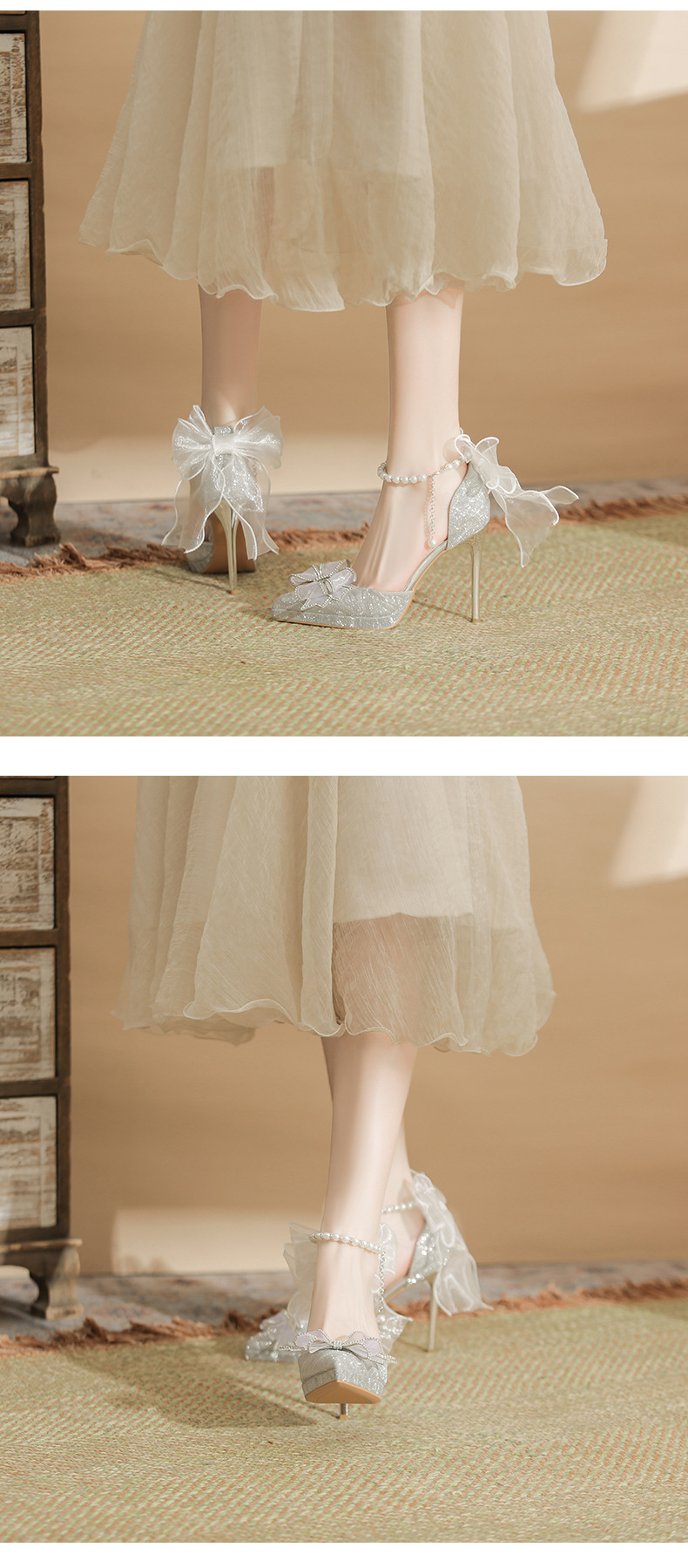 Stiletto Heels With Bowknot For Women, Elegant Platform Pumps_voghion.com