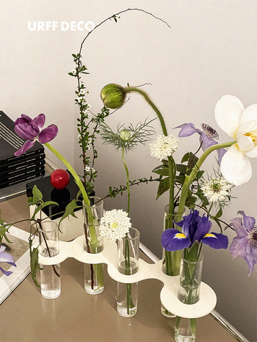 Internet celebrity molecular test tube vase wabi-sabi style inspired flower vessel acrylic architectural line sense Nordic minimalism