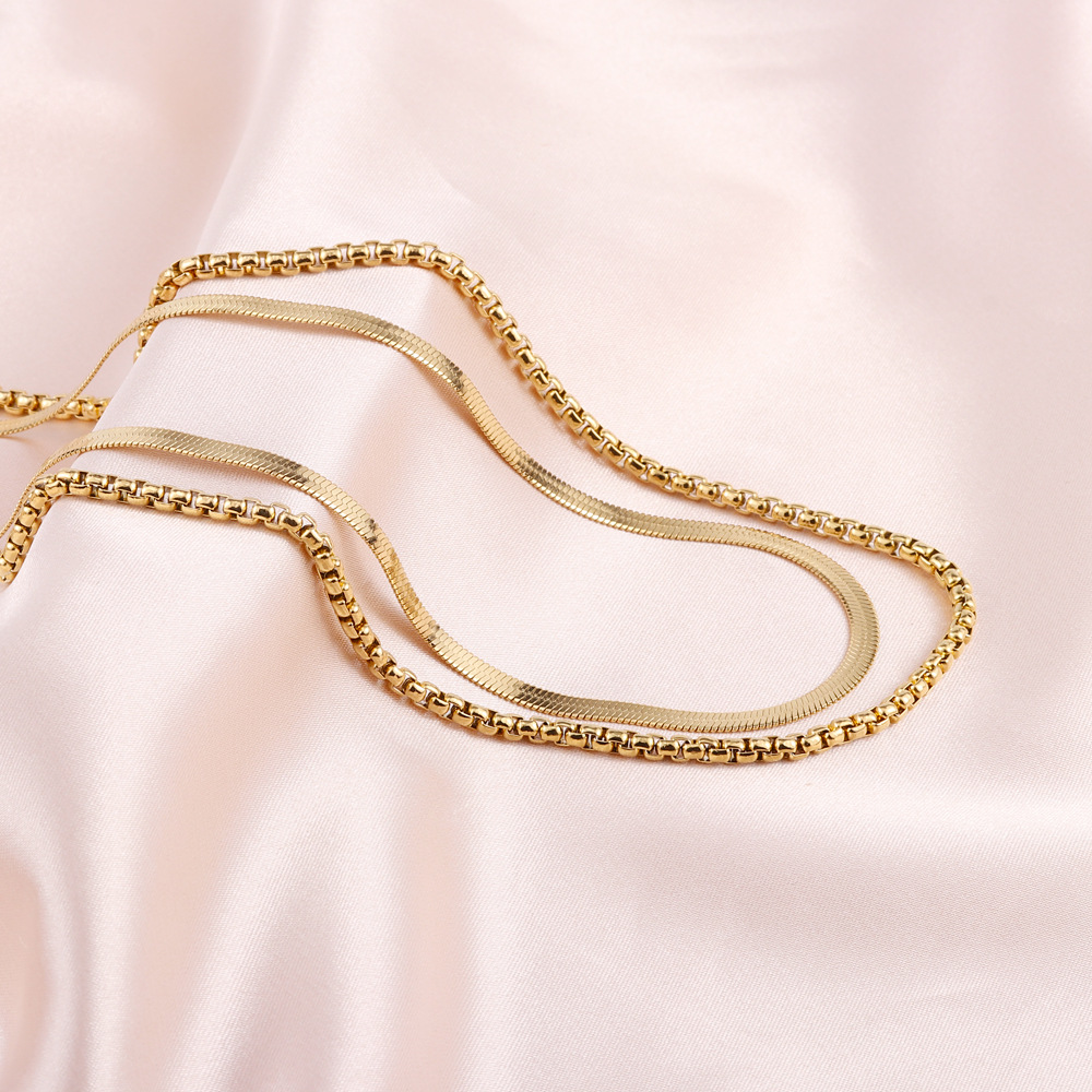 Fashion Geometric Titanium Steel Plating Layered Necklaces 1 Piece