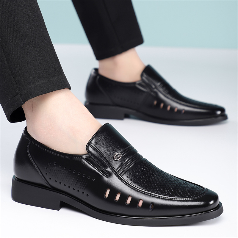 Men's Leather Slip-On Shoes Casual Breathable Comfortable Loafers_vogvips.com