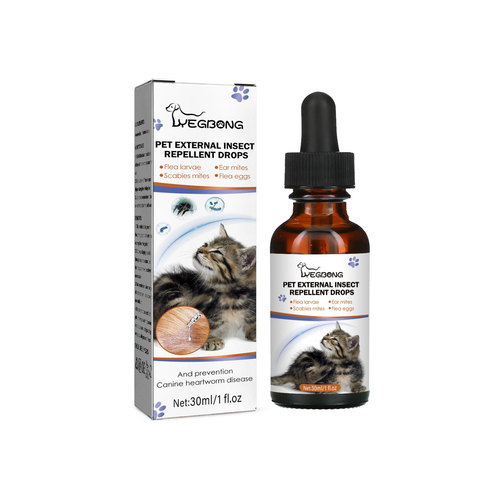 Yegbong Pet External Insect Repellent Drops Dog and Cat Drops Spray Cleansing and Removes Lice, Ticks and Fleas