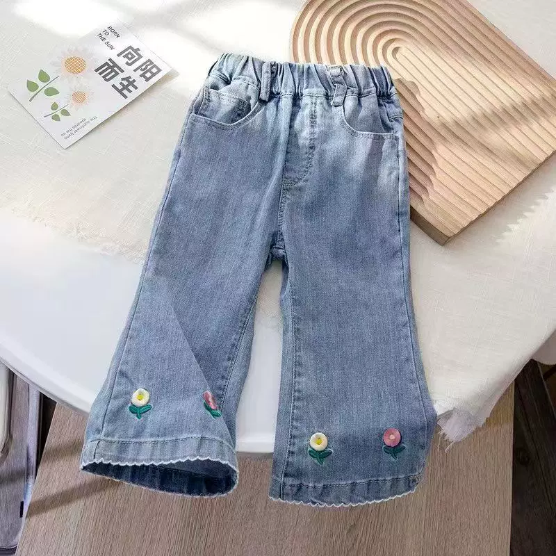 Весенние брюки для отдыха, джинсы для девочек, Slim fit, корейский стиль