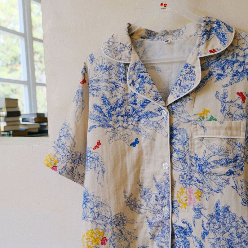 Niche High-End Pajamas for Women Summer Short-Sleeved Loose 40-Count Pure Cotton Gauze Home Clothes Set Large Size Can Be Worn Outside