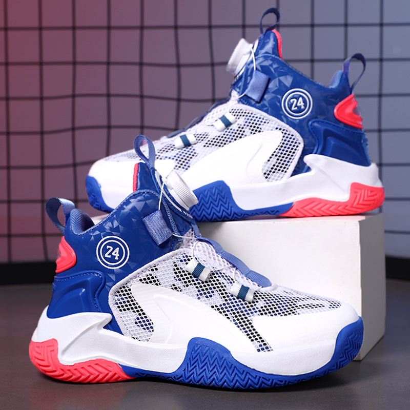 Niños 2025 niños botones giratorios zapatos deportivos de primavera y otoño estudiantes zapatos para correr otoño nuevos zapatos de baloncesto