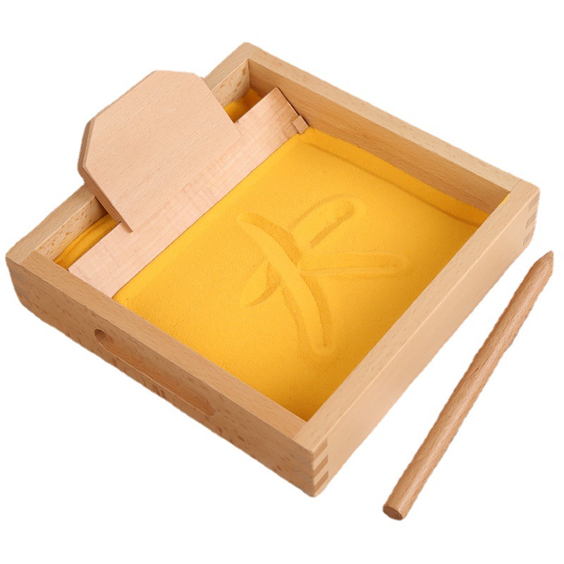 蒙特梭利教具木制刮沙盒幼儿园沙盘数字字母写字练习儿童早教玩具