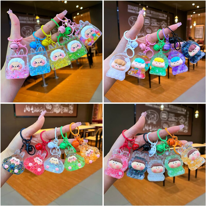 Acrylic Liquid Sand Keychain with Cartoon Design, Rabbit Theme, Gift for Stalls, Small Goods Wholesale