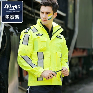 高速公路反光雨衣道路交通救援加厚防水骑行分体雨衣男荧光黄