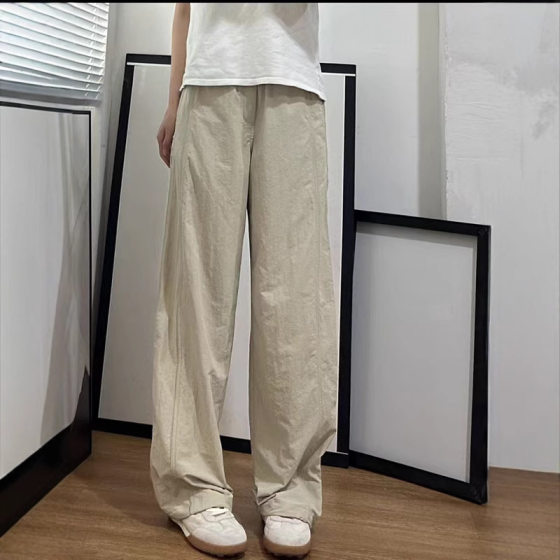 Spring and summer uraz2025 elastic waist parachute pants overalls sweat-absorbent quick-drying wide leg sunscreen pants 475820