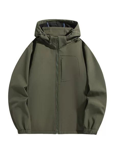 Soft Shell Autumn and Winter New Style Middle-Aged Large Size Work Jacket Outdoor Windproof Removable Hood Sports Casual Jacket