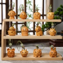 黄金檀新版十二生肖手机挂件木质品包包挂饰钥匙链圈纪念品伴手礼