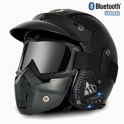 and women's motorcycle leather helmet | Motosiklet kaskı (dəbilqə) - v-blackfish-mask-bluetooth-s