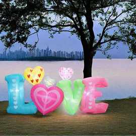 跨境热卖情人节充气爱心字母充气装饰带LED 灯婚礼庆典求婚装饰