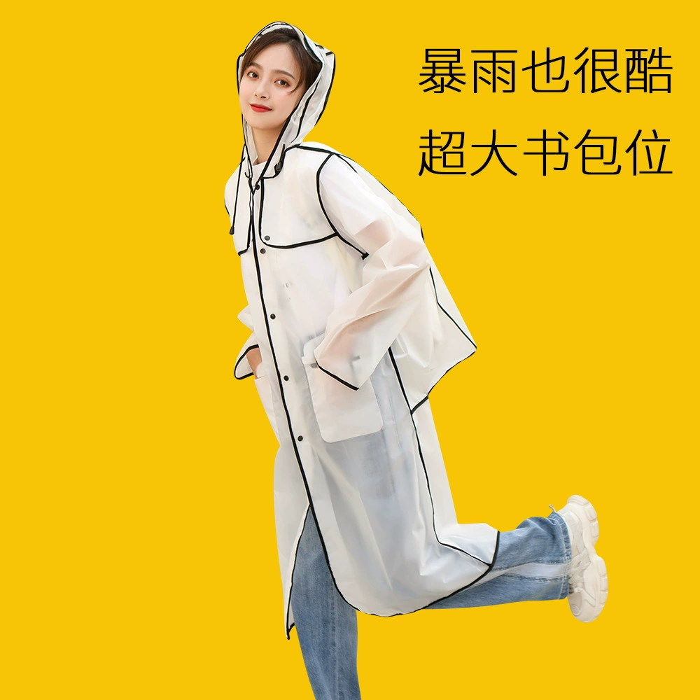 Дождевик прозрачный цельный женский одноразовый модный студенческий рюкзак, длинное пончо eva, уличное пончо Raingear