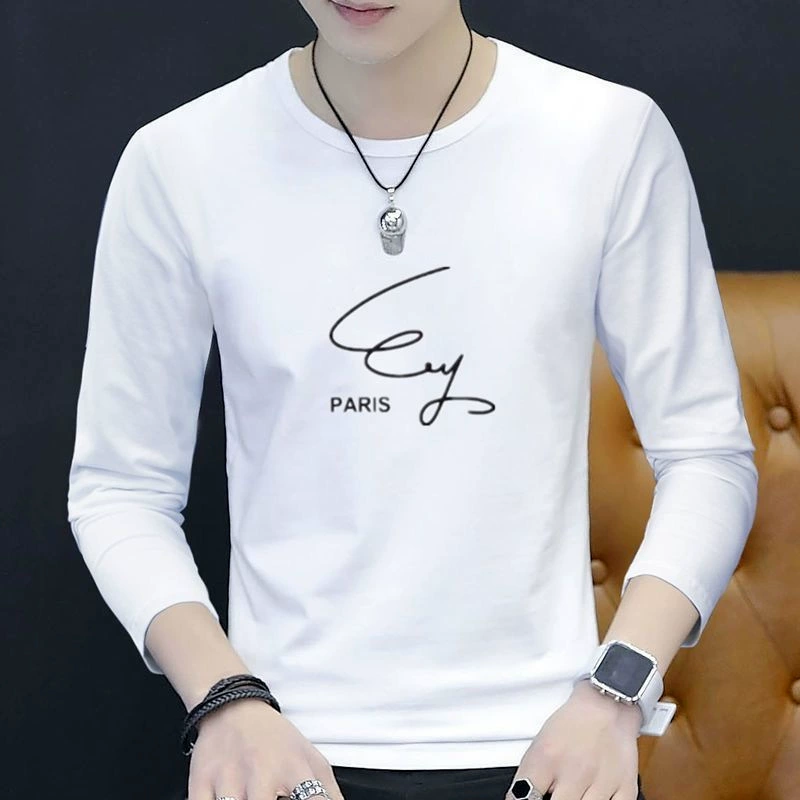 Футболка с длинным рукавом мужская Тонкая 2023 осень новый круглый воротник прилив тонкая Корейская версия рубашки с дном Джокера длинная футболка производители оптом