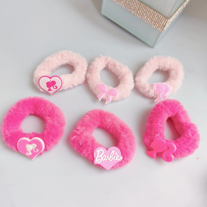 Dopamina dulce y picante Barbie Rosa mullida carta intestino grueso banda de pelo chica princesa cuerda de pelo Rosa rojo blanco tocado