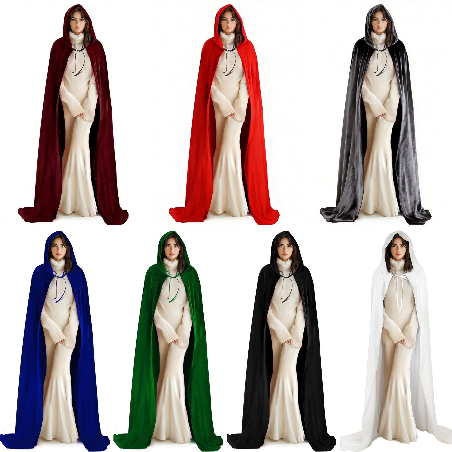 2026 Cross-Border Russian Amazon European and American Velvet Cloak Medieval Witch Costume Stage Performance Clothing