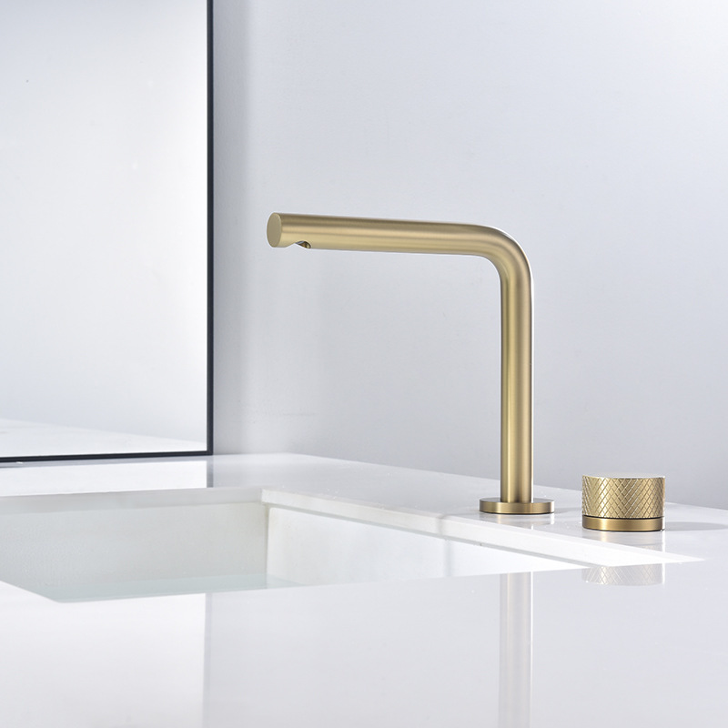 All-copper double-hole basin faucet, brass hot and cold countertop basin, 304 stainless steel split-type bathroom basin faucet All-copper double-hole basin faucet, brass hot and cold countertop basin, 304 stainless steel split-type bathroom basin faucet