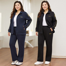 妈妈运动套装两件套女秋装休闲外套拉链秋季中老年大码宽松运动服
