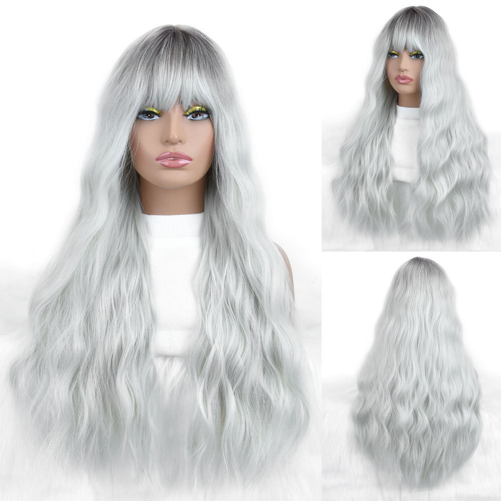 Synthetic Women's Chemical Fiber Long Style With Bangs Curly Hair Wig Full Headband Available In Multiple Colors_voghion.com