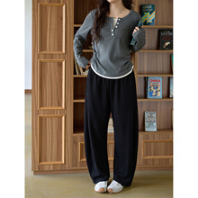大码女装灯芯绒阔腿锥形弯刀裤胖mm宽松休闲舒适秋冬百搭纯色裤子