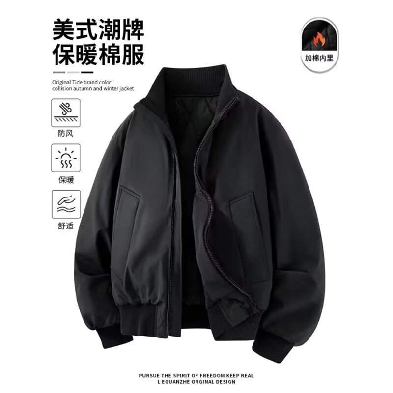 Retro Autumn and Winter Thickened Bomber Jacket Cotton Coat Women's down Cotton Jacket Short Stand Collar Baseball Jacket American Style Retro Autumn and Winter Thickened Bomber Jacket Cotton Coat Women's down Cotton Jacket Short Stand Collar Baseball Jacket American Style