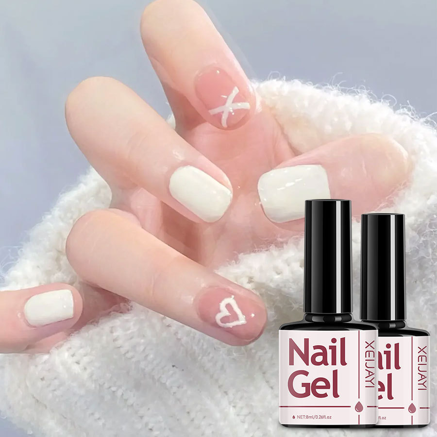 Juego de Esmalte de Uñas Gel Lechoso Set, Secado, Capa de sellado, Refuerzo, para Salón de Uñas