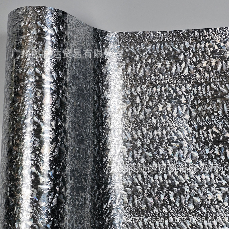 Cross-border bestseller PET electroplated forged mica stone silver carbon fiber interior trim bright silver full-body car wrap