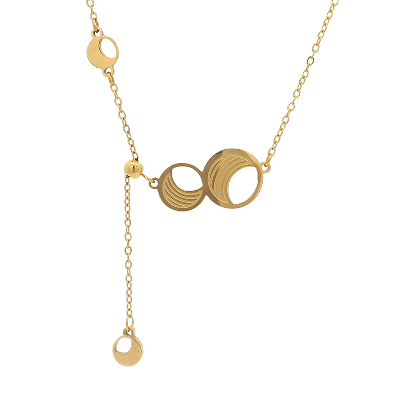 Xuping nuevo acero inoxidable chapado 24k color geometría redonda moda simple ligera lujosa fácil de llevar collar de bordas mujeres al por mayor