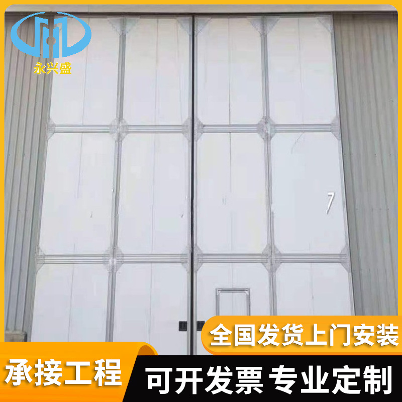 深圳惠州加大仓库智能平移双开大门冷库彩钢保温平开门灰色推拉门