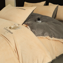 加绒牛奶绒四件套2025新款冬季加厚双面珊瑚绒被套床上法兰绒床单