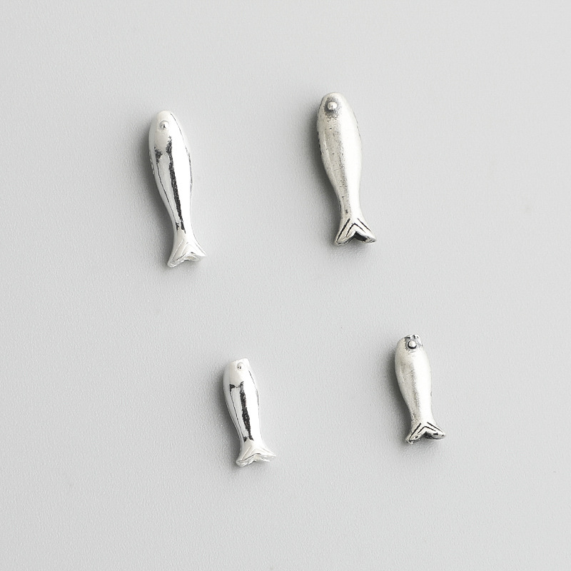 1g Weight Beads Jewelry Making Type 4*10mm, 4*14.5mm Jewelry Making Size DIY Ornament Accessories Classification 1 Piece 4*10mm 4*14.5mm Hole Under 1mm 925 Sterling Silver Fish Polished DIY Ornament Accessories Beads