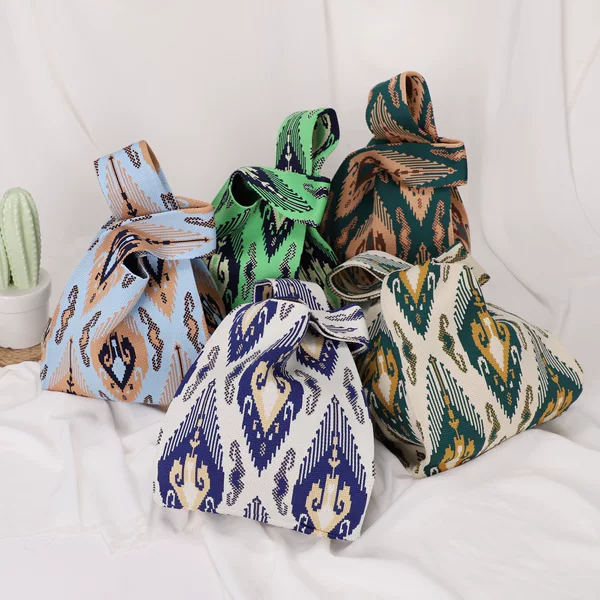 New style gift-patterned fabric bag for women, large-capacity Adelaide pattern knitted tote bag, distinctive patterned small bag