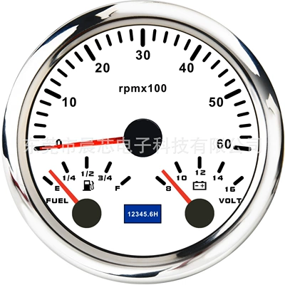 automobile instrument – 85mm Waterproof Universal Rpm - cx8296-white-plate-6k-speed-oil-level-voltage-8-16v