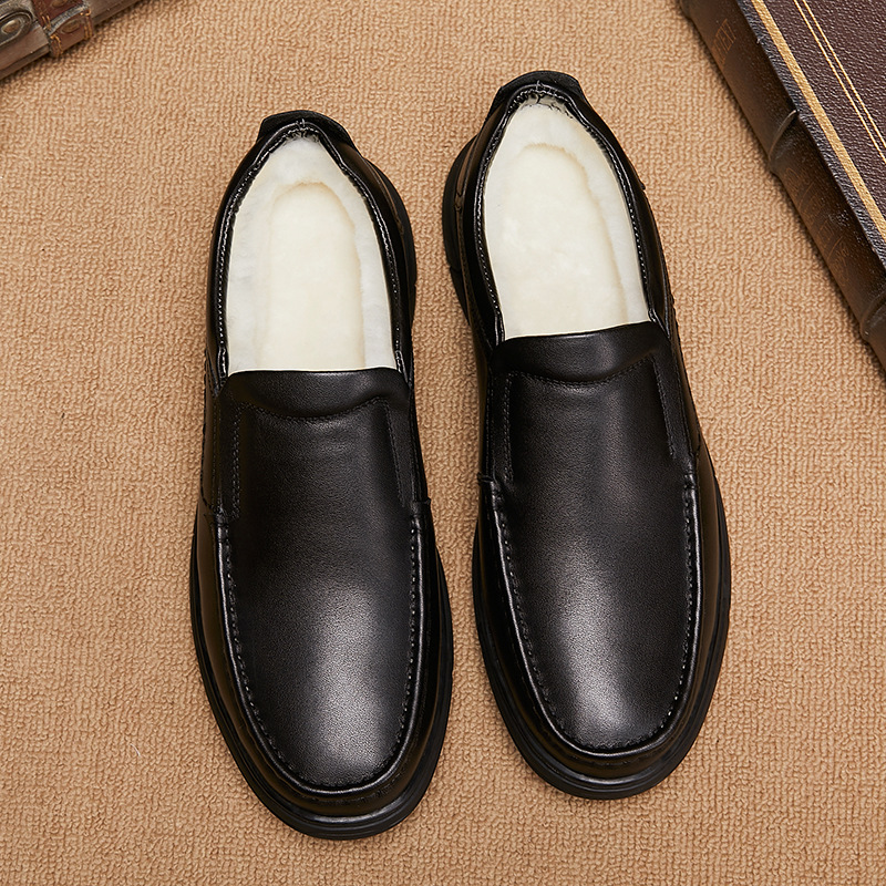 Scarpe casual invernali da uomo in vera lana morbida e pelle, calde e comode_voghion.com